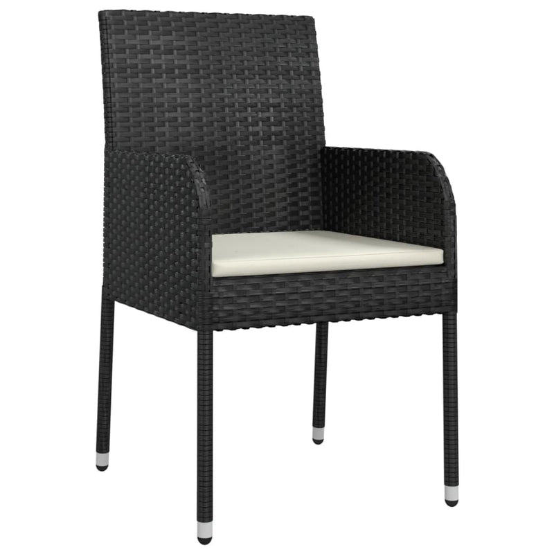 Set mobilier de grădină cu perne, 5 piese, negru, poliratan