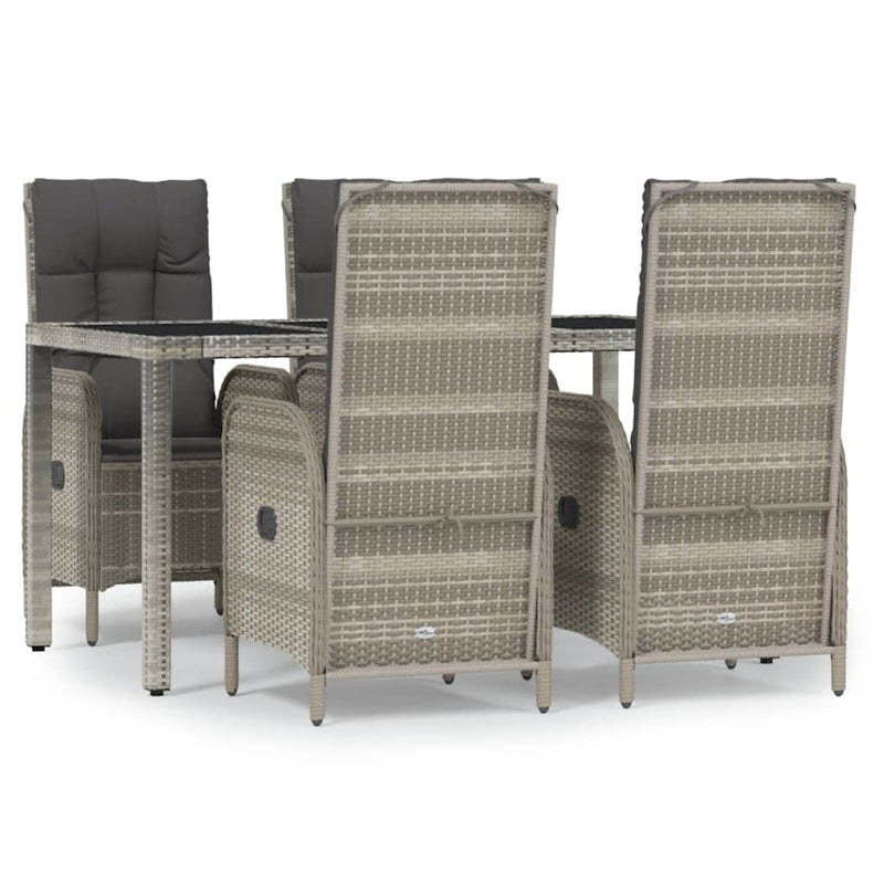 Set mobilier de grădină cu perne, 5 piese, gri, poliratan