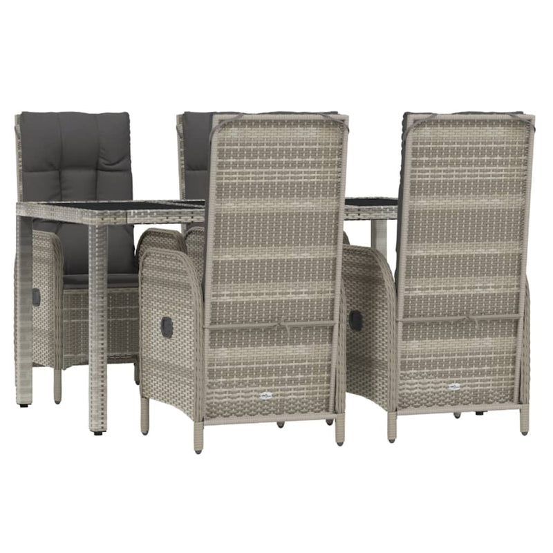 Set mobilier de grădină cu perne, 5 piese, gri, poliratan