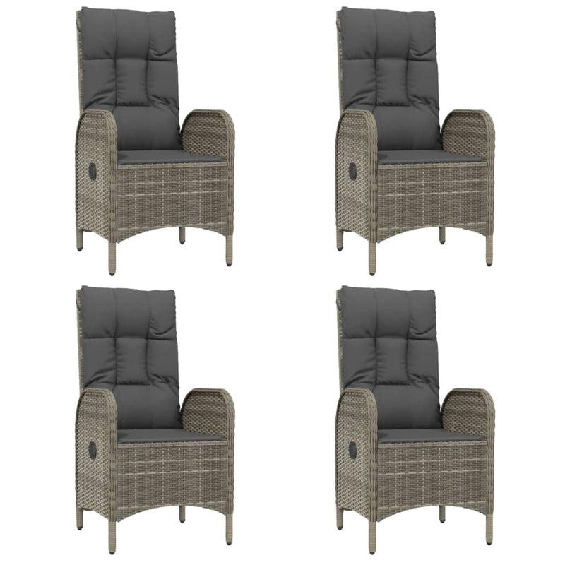 Set mobilier de grădină cu perne, 5 piese, gri, poliratan