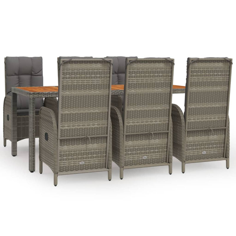 Set mobilier de grădină cu perne, 7 piese, gri, poliratan