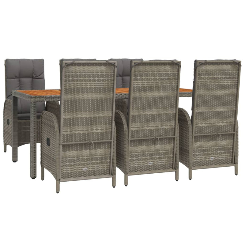Set mobilier de grădină cu perne, 7 piese, gri, poliratan