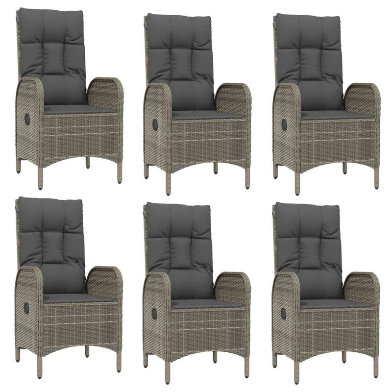 Set mobilier de grădină cu perne, 7 piese, gri, poliratan