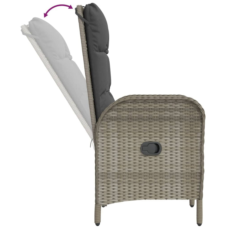 Set mobilier grădină cu perne, 9 piese, gri, poliratan