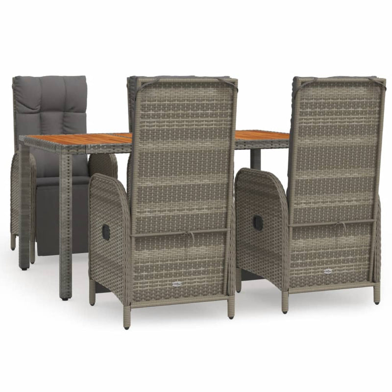 Set mobilier de grădină cu perne, 5 piese, gri, poliratan