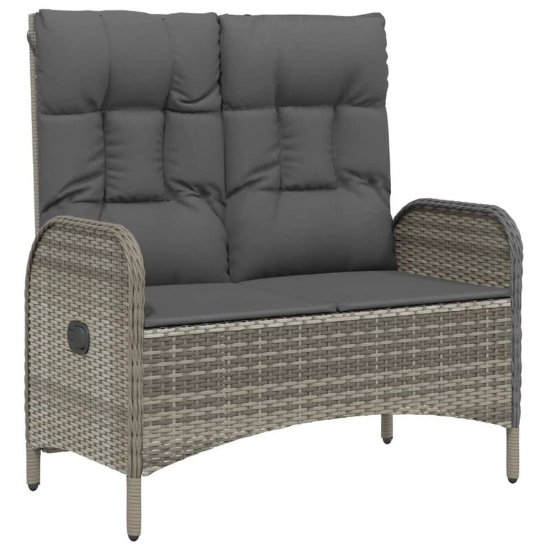 Set mobilier de grădină cu perne, 4 piese, gri, poliratan