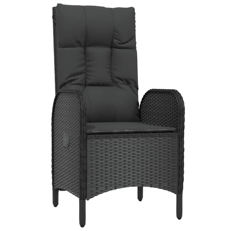 Set mobilier de grădină cu perne, 7 piese, negru, poliratan