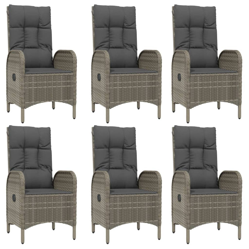Set mobilier de grădină cu perne, 7 piese, negru/gri, poliratan