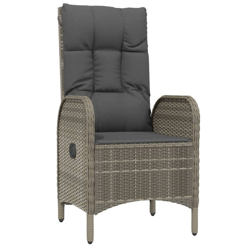 Set mobilier de grădină cu perne, 7 piese, negru/gri, poliratan