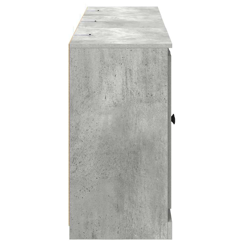 Servante, 3 piese, gri beton, lemn prelucrat