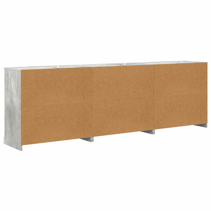 Servante, 3 piese, gri beton, lemn prelucrat