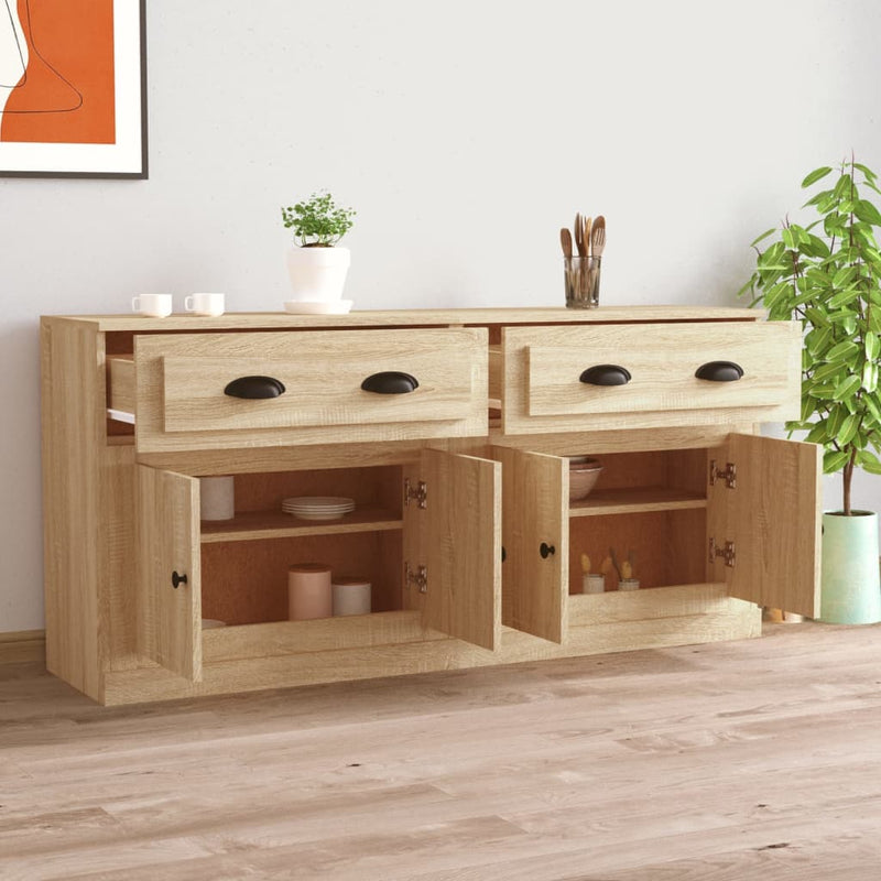 Servante, 2 piese, stejar sonoma, lemn prelucrat