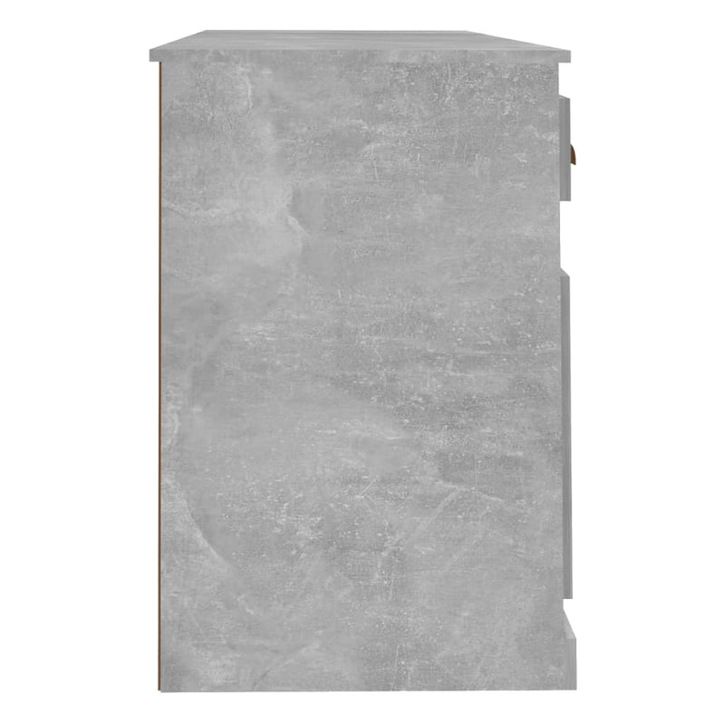 Birou cu dulap, gri beton, lemn prelucrat