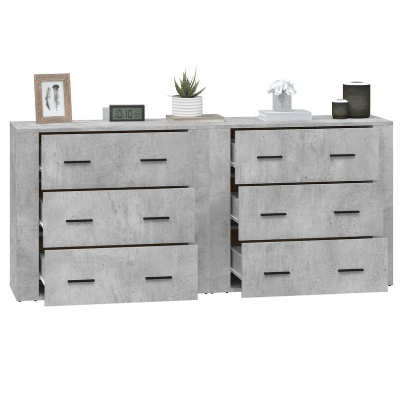 Servante, 2 piese, gri beton, lemn prelucrat