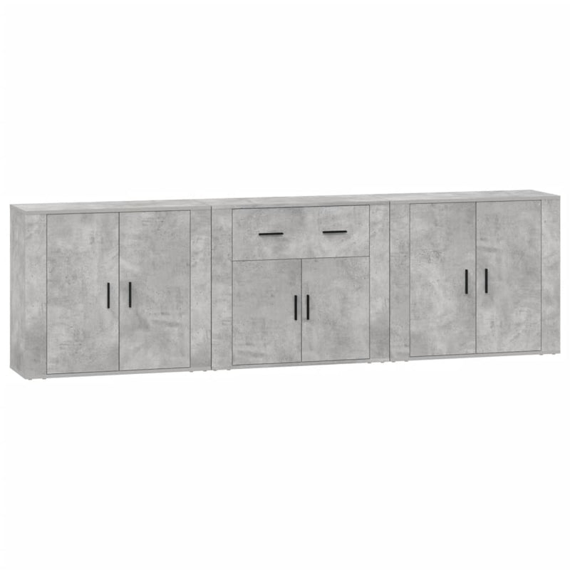 Servante, 3 piese, gri beton, lemn prelucrat
