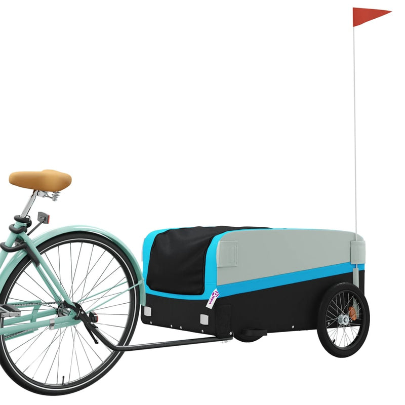 Remorcă pentru biciclete, negru și albastru, 45 kg, fier