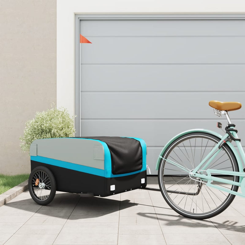 Remorcă pentru biciclete, negru și albastru, 45 kg, fier