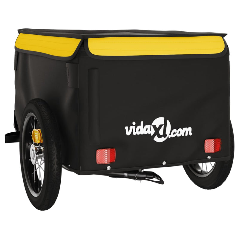 Remorcă pentru biciclete, negru și galben, 30 kg, fier