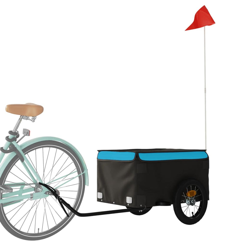 Remorcă pentru biciclete, negru și albastru, 30 kg, fier