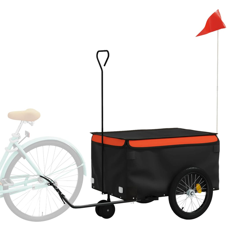 Remorcă pentru biciclete negru/portocaliu, 30 kg, fier