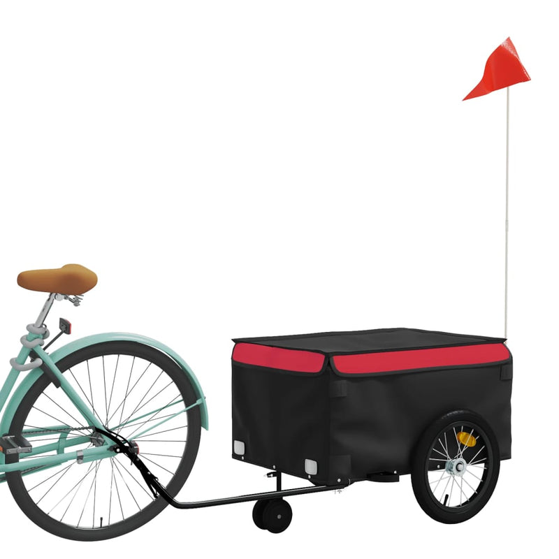 Remorcă pentru biciclete, negru și roșu, 45 kg, fier