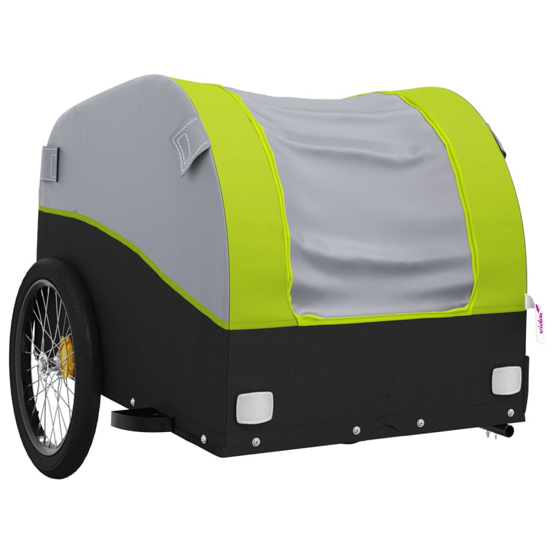 Remorcă pentru biciclete, negru și verde, 30 kg, fier