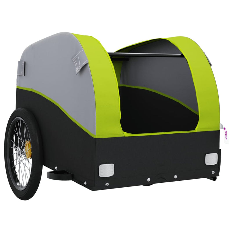 Remorcă pentru biciclete, negru și verde, 30 kg, fier