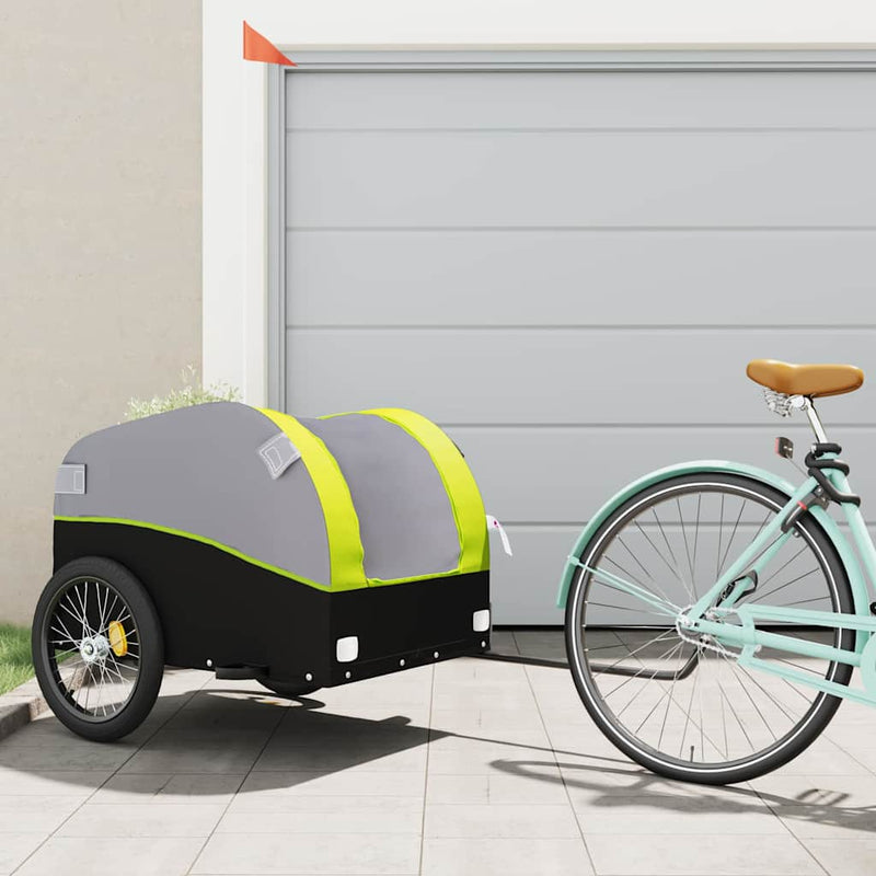 Remorcă pentru biciclete, negru și verde, 45 kg, fier