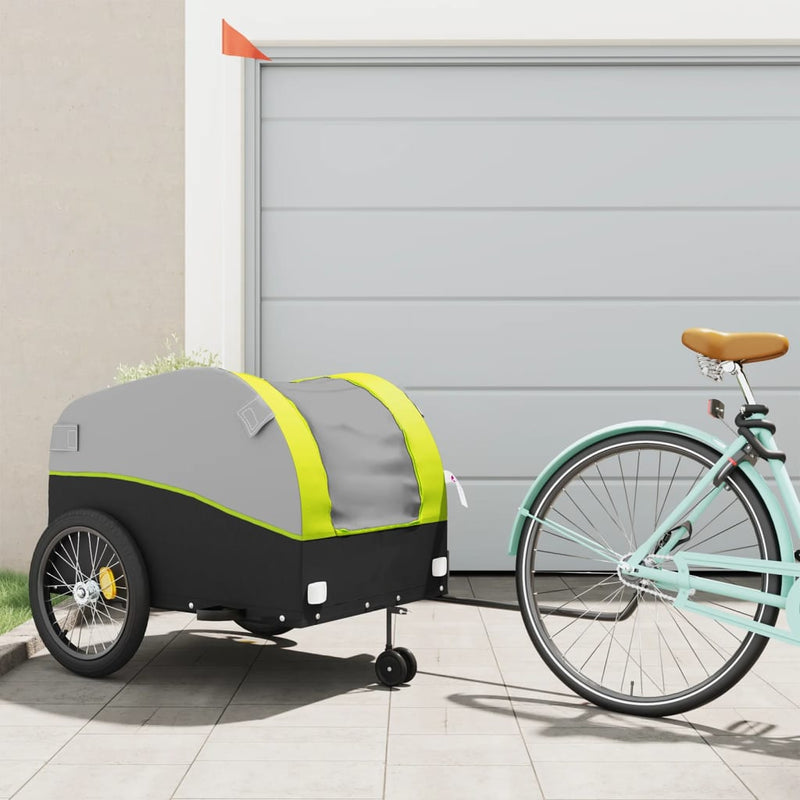 Remorcă pentru biciclete, negru și verde, 45 kg, fier