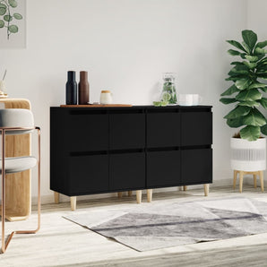 Dulapuri, 2 buc, negru, 60x35x70 cm, lemn prelucrat