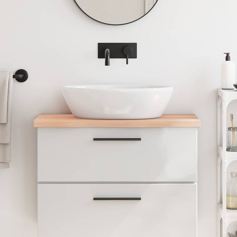 Blat de baie, 80x40x(2-4) cm, lemn masiv netratat