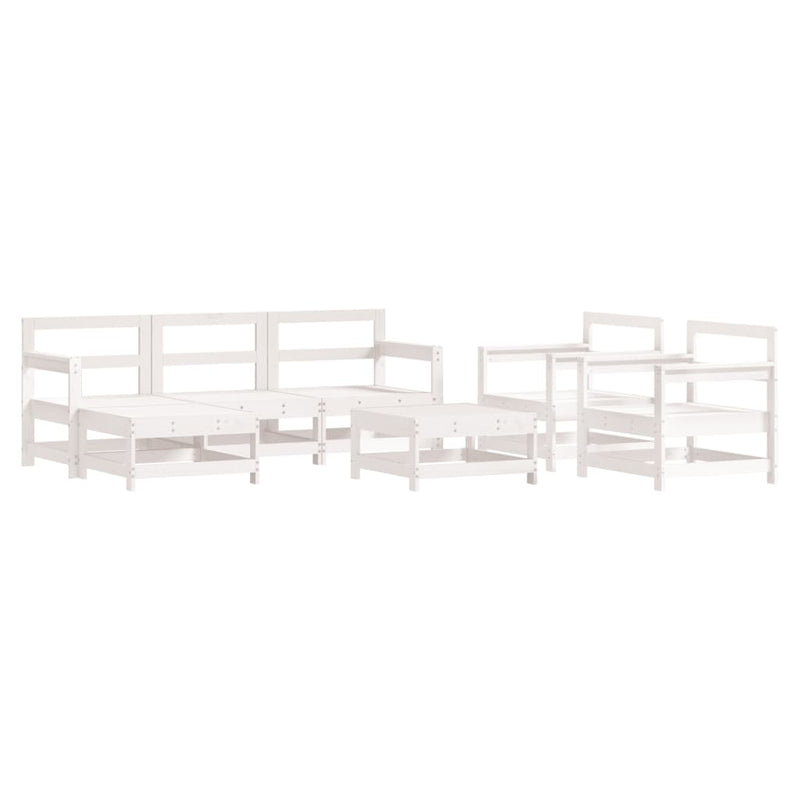 Set mobilier de grădină cu perne, 7 piese, alb, lemn masiv