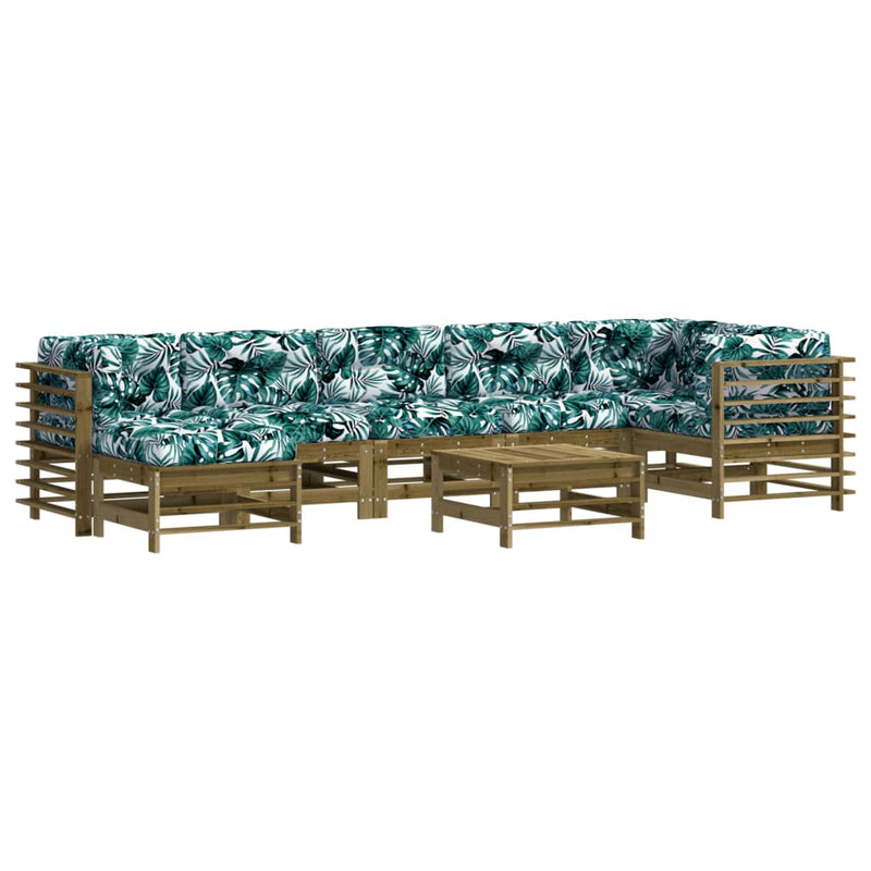Set mobilier de grădină cu perne, 8 piese, lemn de pin tratat