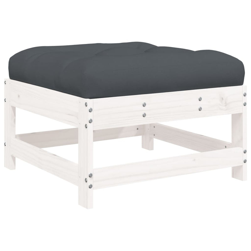 Set mobilier de grădină cu perne, 5 piese, alb, lemn masiv