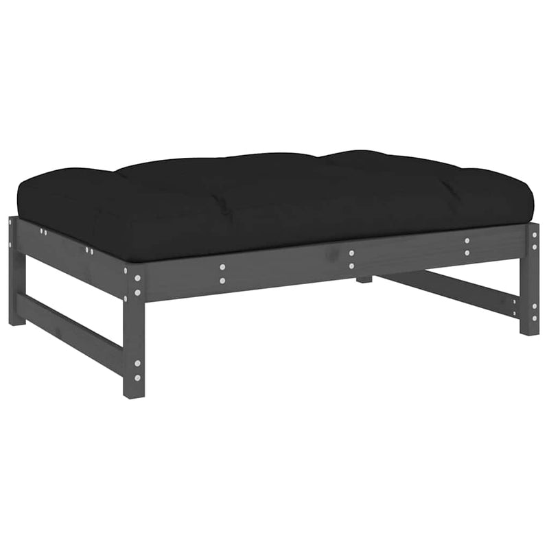 Set mobilier de grădină cu perne, 2 piese, gri, lemn masiv