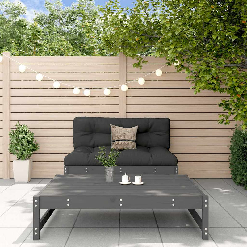 Set mobilier de grădină cu perne, 2 piese, gri, lemn masiv