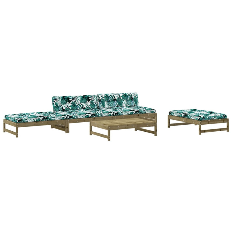 Set mobilier de grădină cu perne, 5 piese, lemn de pin tratat