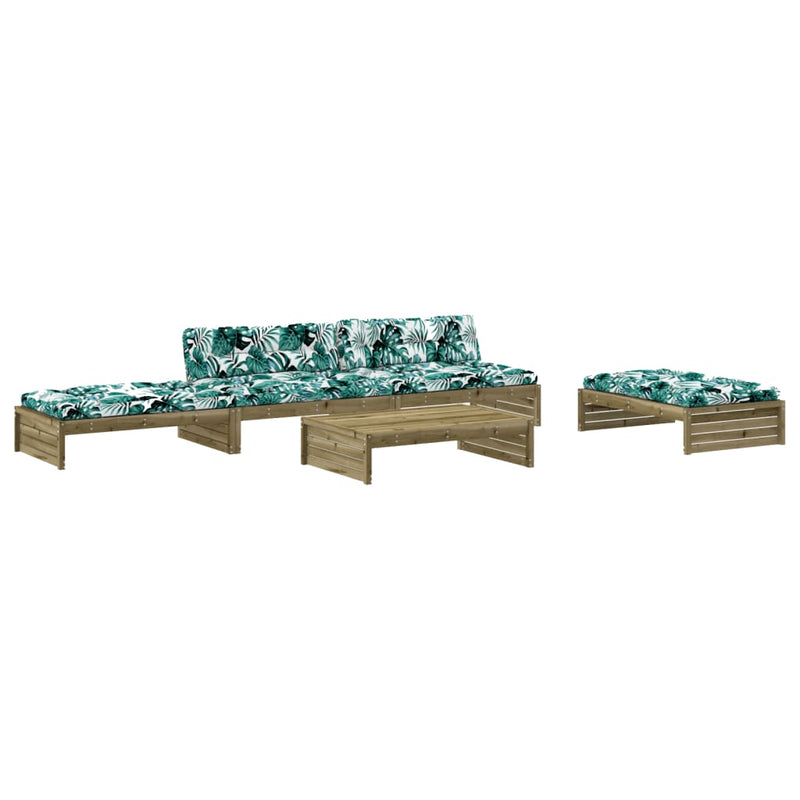 Set mobilier de grădină cu perne, 5 piese, lemn de pin tratat