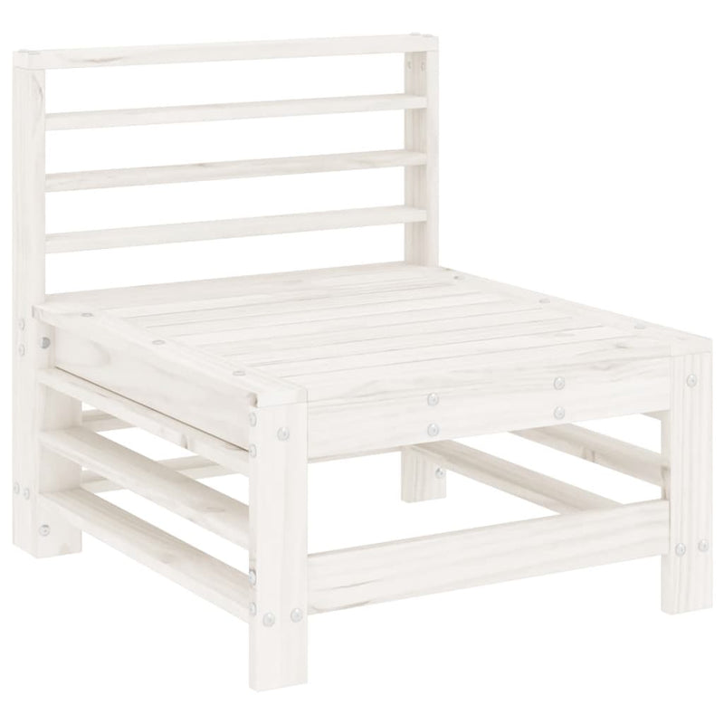 Set mobilier de grădină, 6 piese, alb, lemn masiv pin