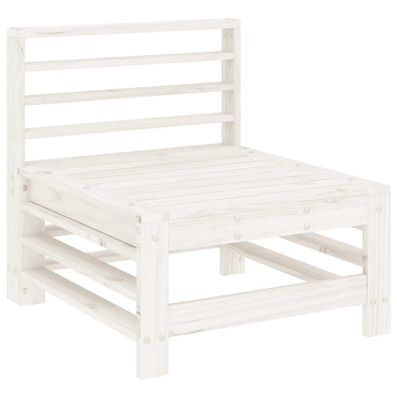 Set mobilier de grădină, 7 piese, alb, lemn masiv de pin