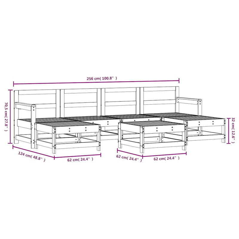 Set mobilier de grădină, 7 piese, lemn masiv douglas