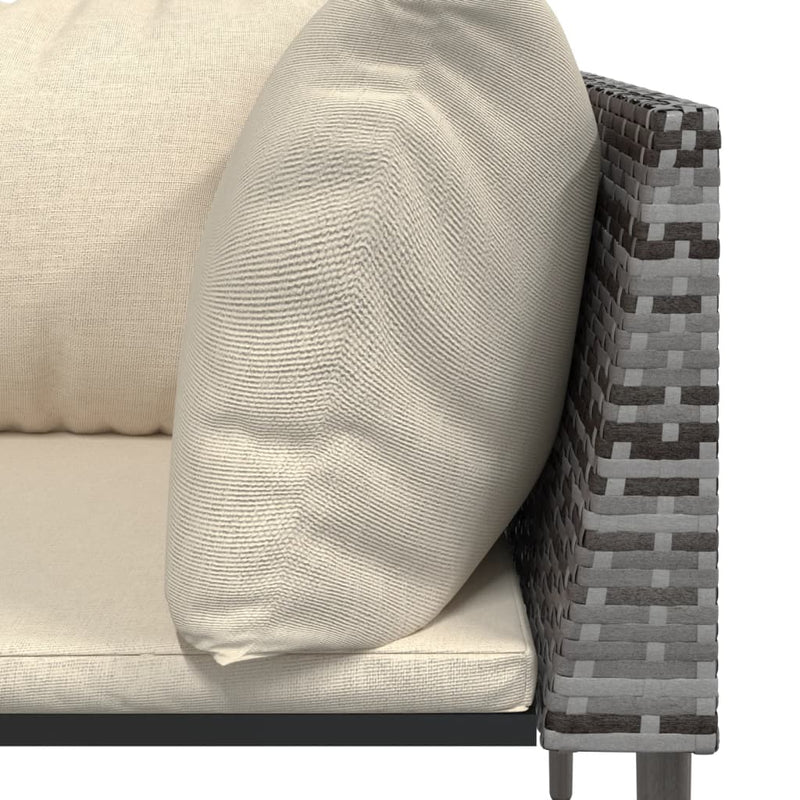 Set mobilier de grădină cu perne, 3 piese, gri, poliratan