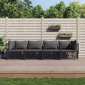Set mobilier de grădină, cu perne, antracit, 4 piese, oțel