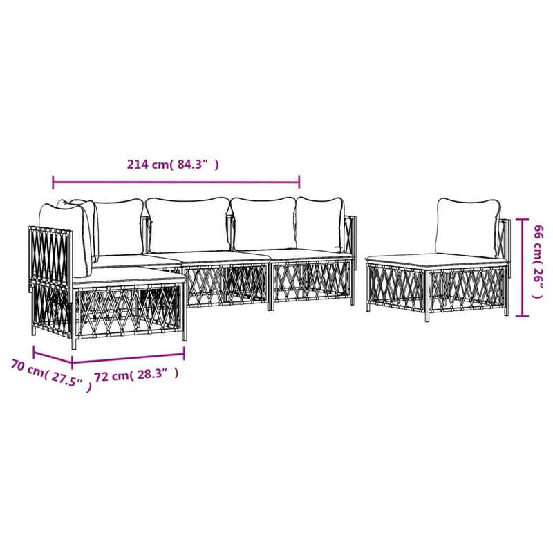 Set mobilier de grădină, 5 piese, cu perne, antracit, oțel