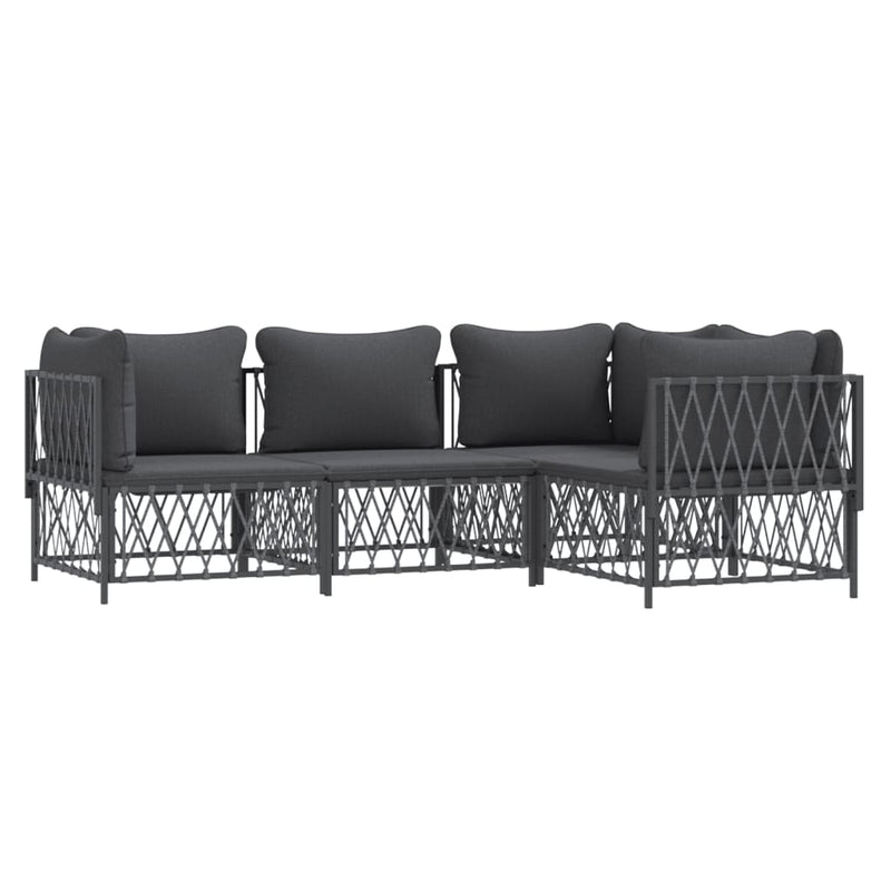 Set mobilier de grădină, cu perne, antracit, 4 piese, oțel