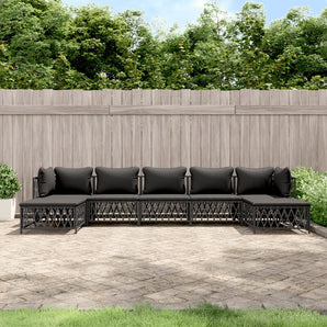 Set mobilier de grădină cu perne, 7 piese, antracit, oțel