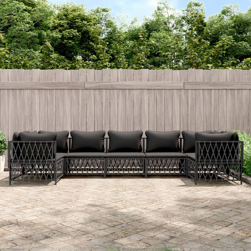 Set mobilier de grădină cu perne, 7 piese, antracit, oțel