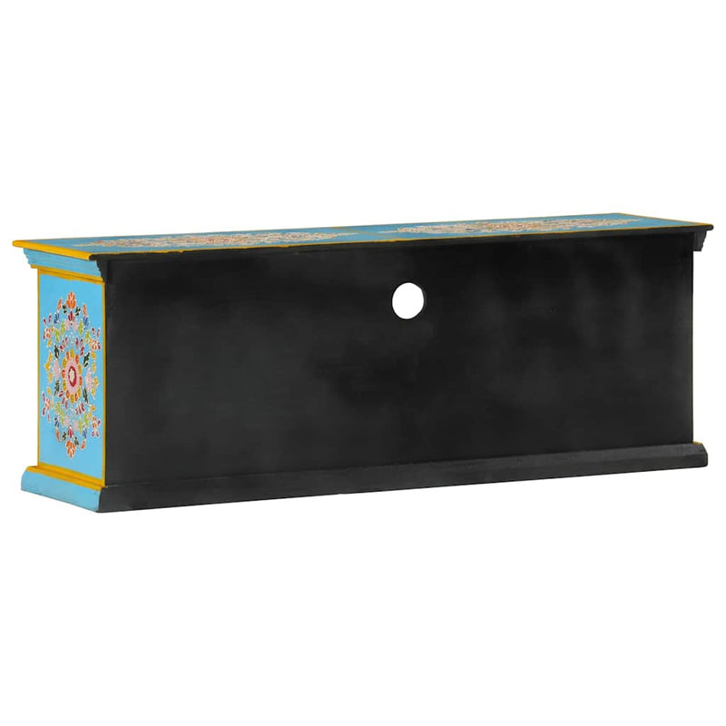 Comodă TV, albastru, 110x30x40 cm, lemn masiv de mango