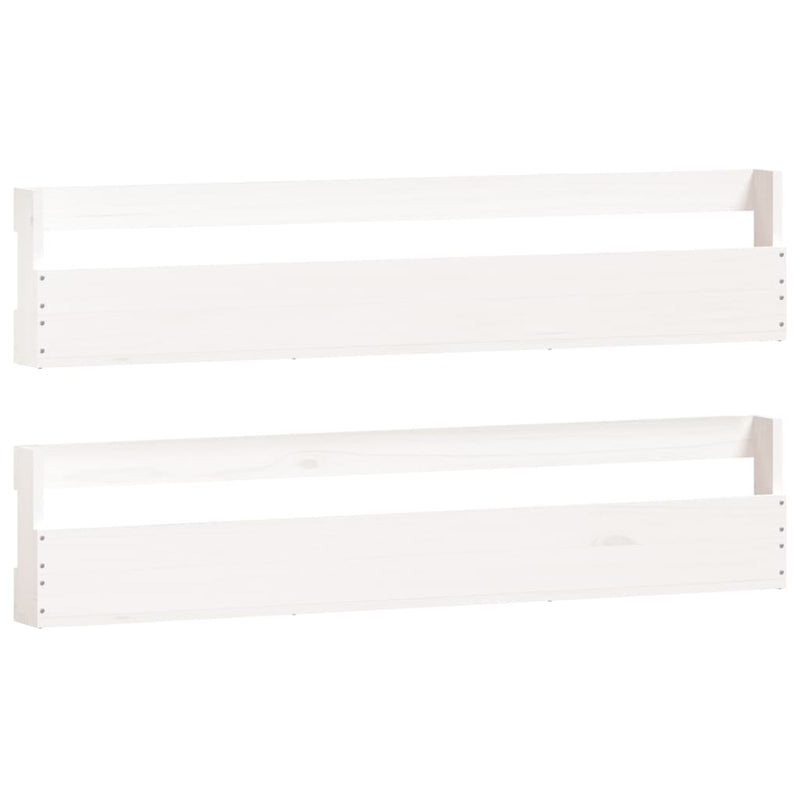 Pantofare de perete, 2 buc., alb, 110x9x23 cm, lemn masiv pin