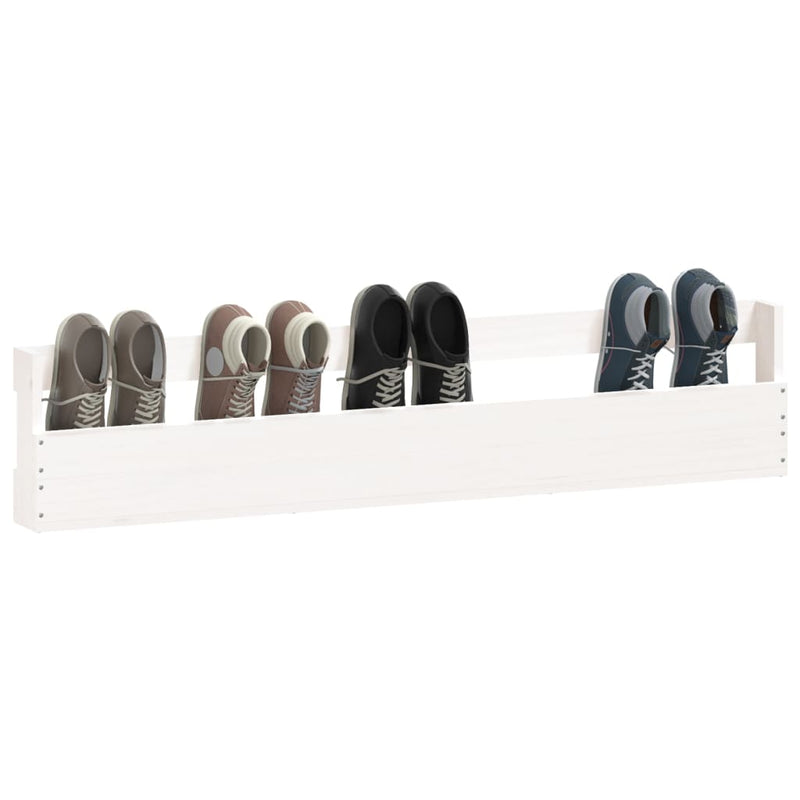 Pantofare de perete, 2 buc., alb, 110x9x23 cm, lemn masiv pin